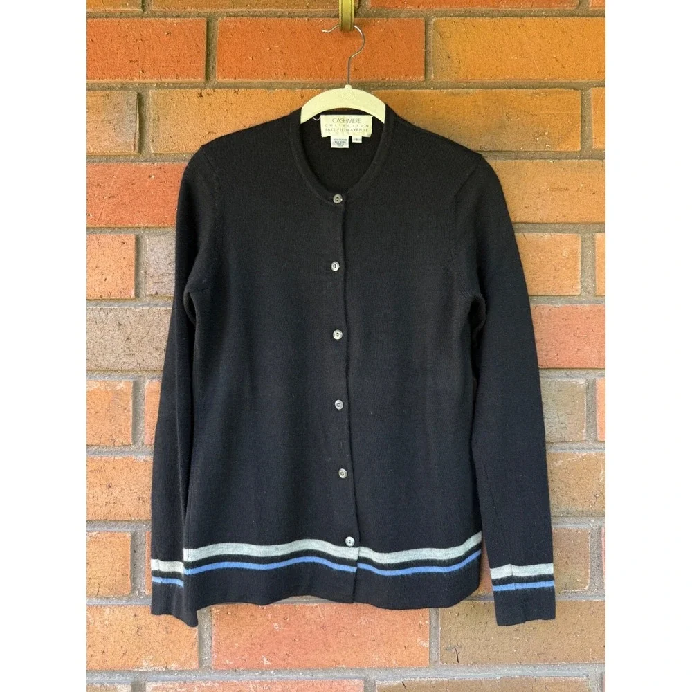 Cashmere Collection Cardigan Saks Fifth Avenue Sweater Button Up | Black Size 8